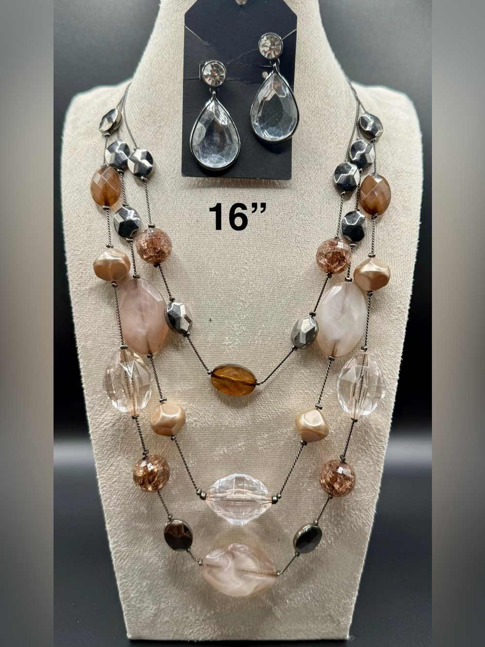 Multi-Strand Neutral Bead Necklace